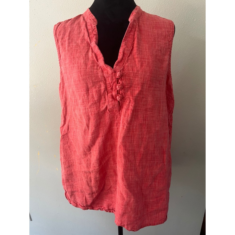 J. JILL Tunic Tank Top Linen Blend Womens L Red Sleeveless Minimalist Boho